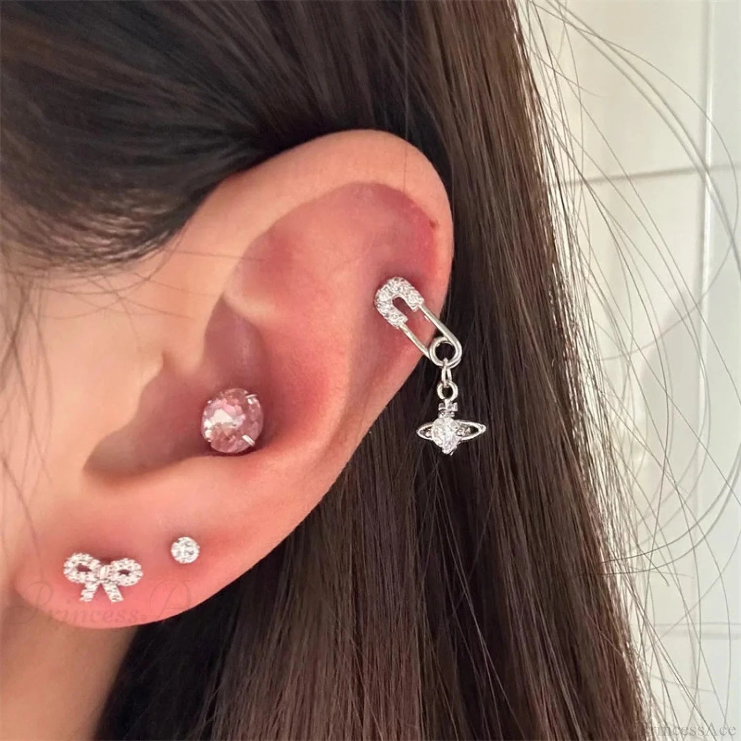 Shiny Saturn 316L Stainless Steel Stud Earring