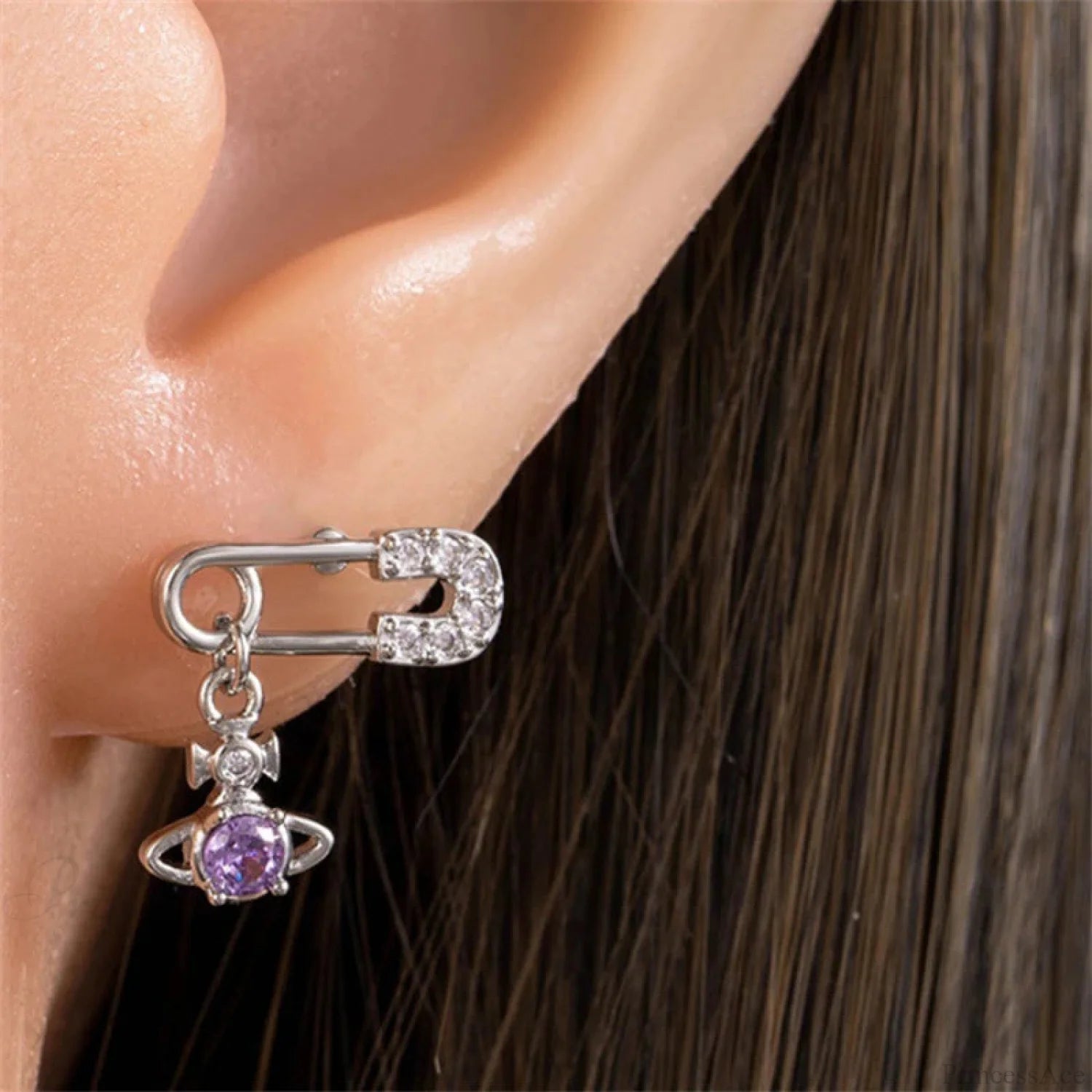 Shiny Saturn 316L Stainless Steel Stud Earring