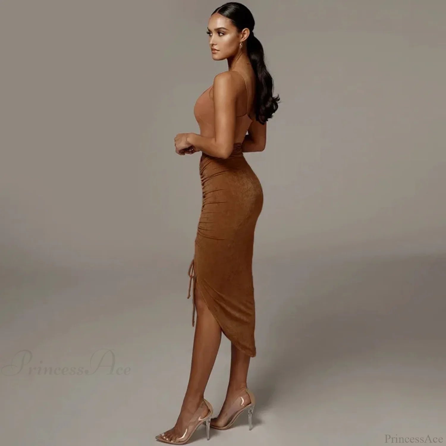 Shirring Pleated Wrap Hip Skirt