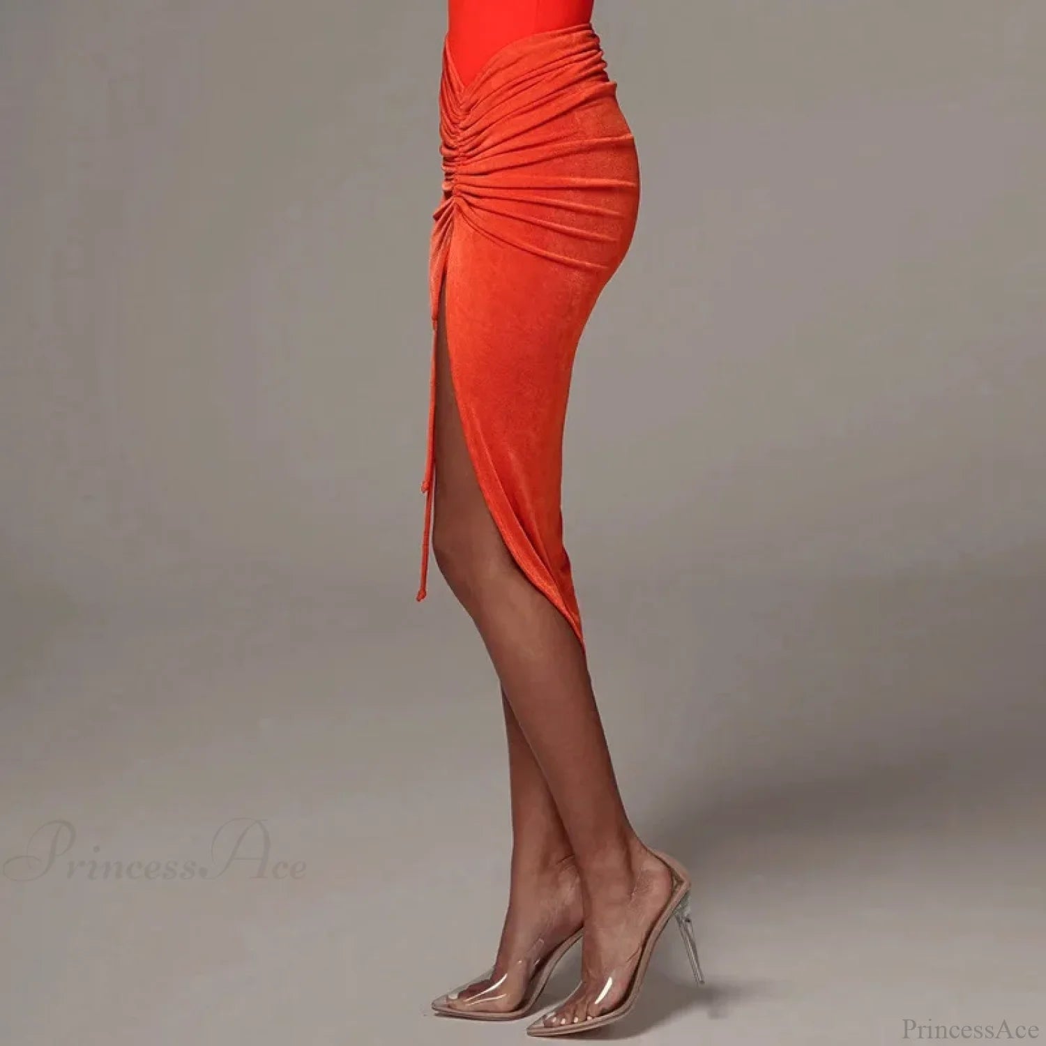 Shirring Pleated Wrap Hip Skirt