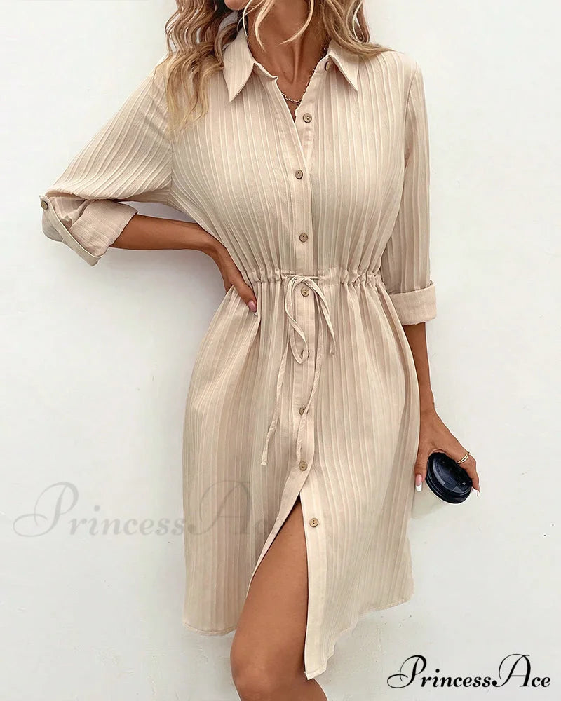 Shirt Dress In A Solid Color Causal