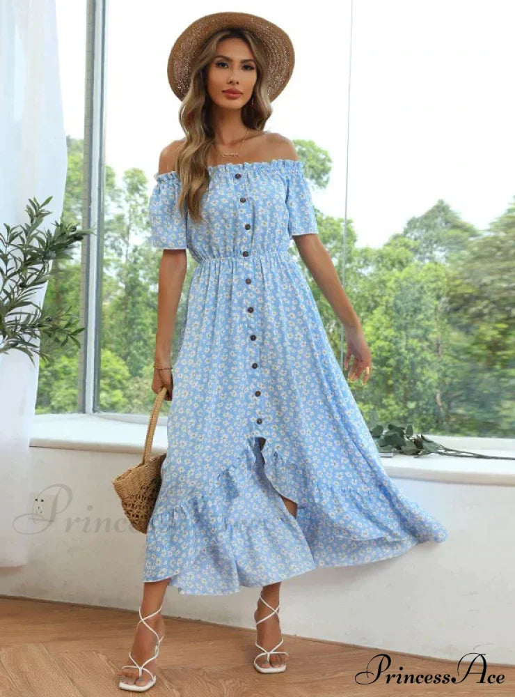 Short-Sleeve Printed Dress With Irregular Pattern S / White Print Dress