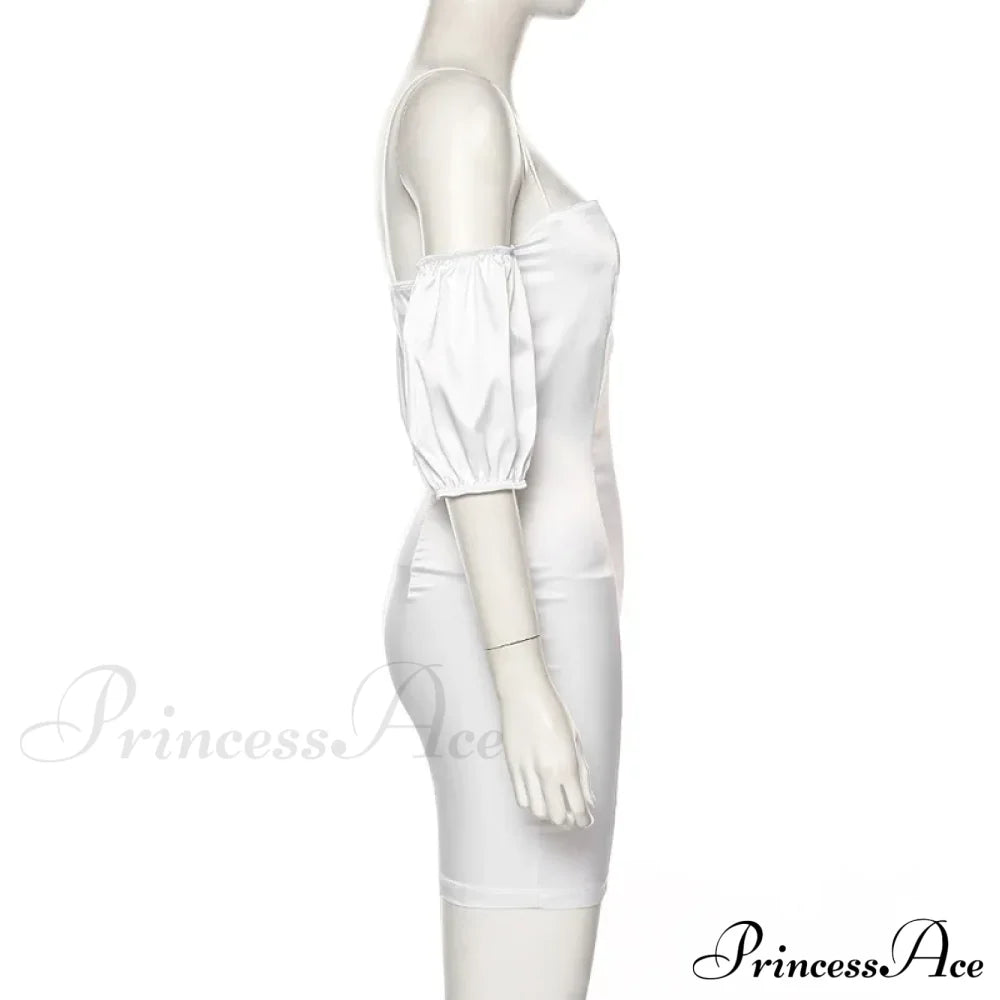 Short-Sleeved Solid Strapless Mini Elegant Party Evening Fashion Bodycon Dress