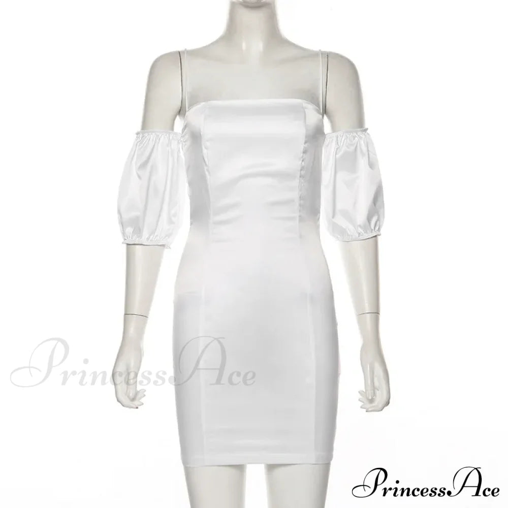 Short-Sleeved Solid Strapless Mini Elegant Party Evening Fashion Bodycon Dress