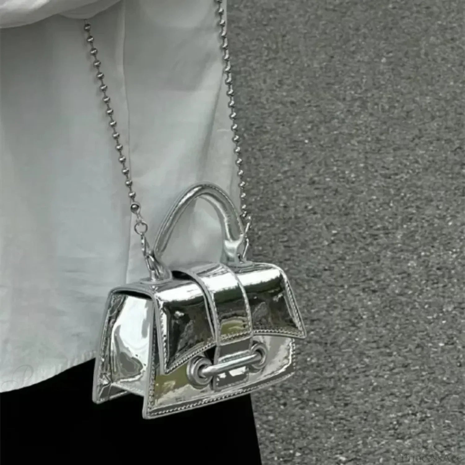 Silver Chic PU Leather Crossbody Handbag handbag-250126