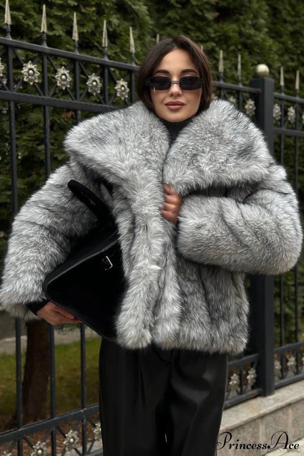 Silver Fox Faux Fur Short Lazy Coat