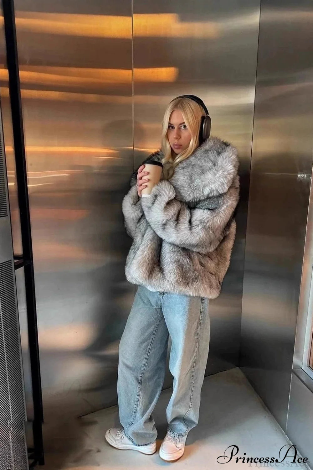 Silver Fox Faux Fur Short Lazy Coat