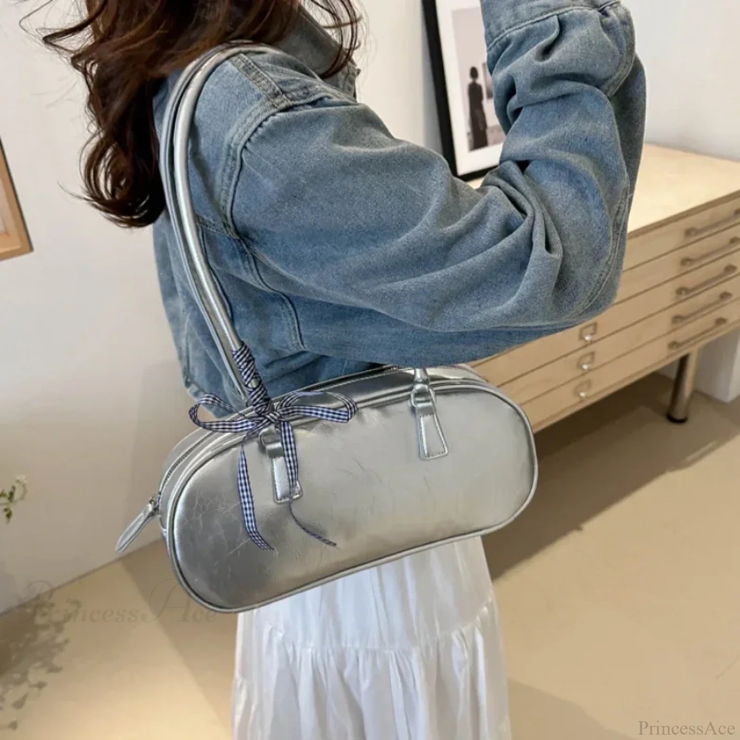 Silver Pillow Crossbody Shoulder Bag shoulder-250126