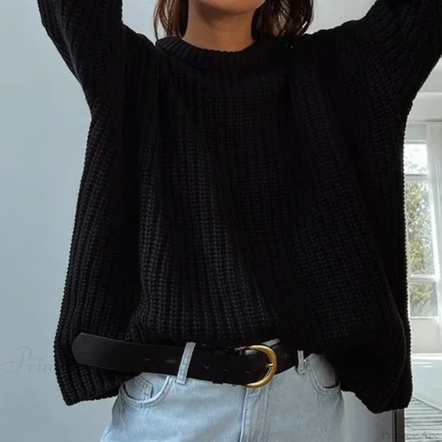 Simple Pullover Purple Y2k Sweater Black / S