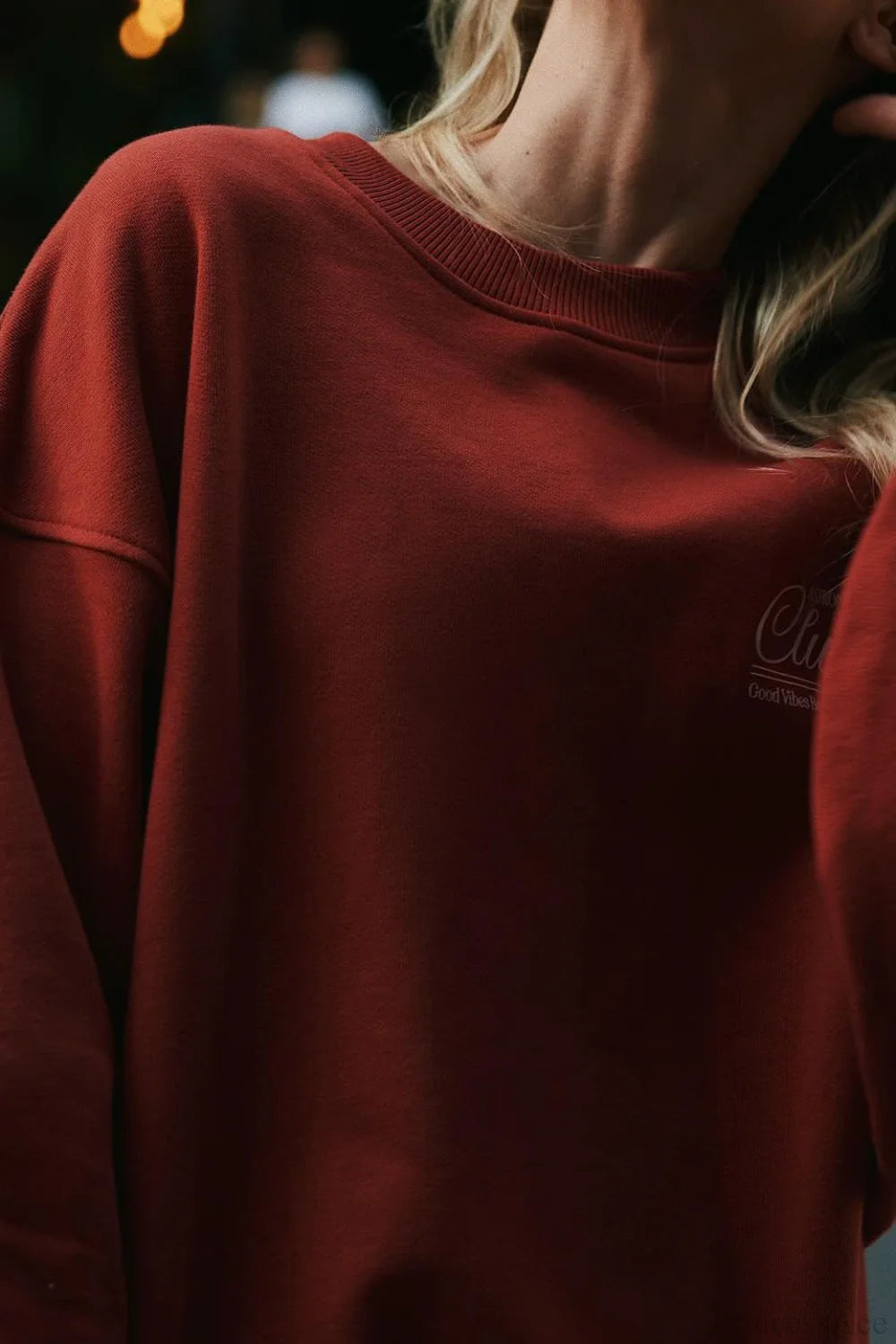 Simple Solid Color Letter Print Crew Loose Sweatshirts