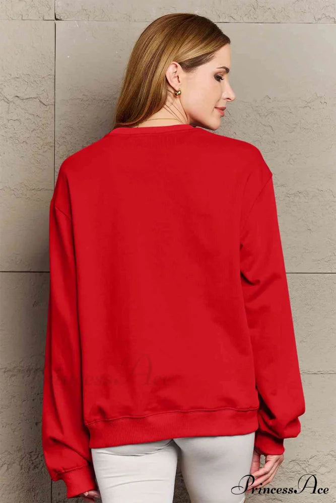 Size Full Face - Smiling Simply Graphic Sweatshirt Love Sweaters-L