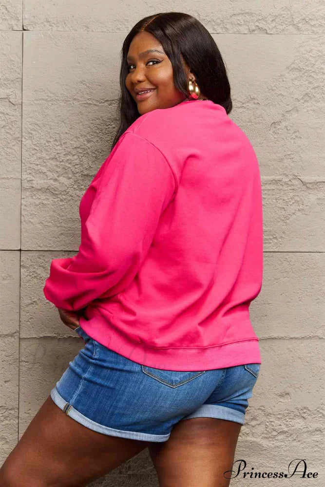 Size Full Face - Smiling Simply Graphic Sweatshirt Love Sweaters-L