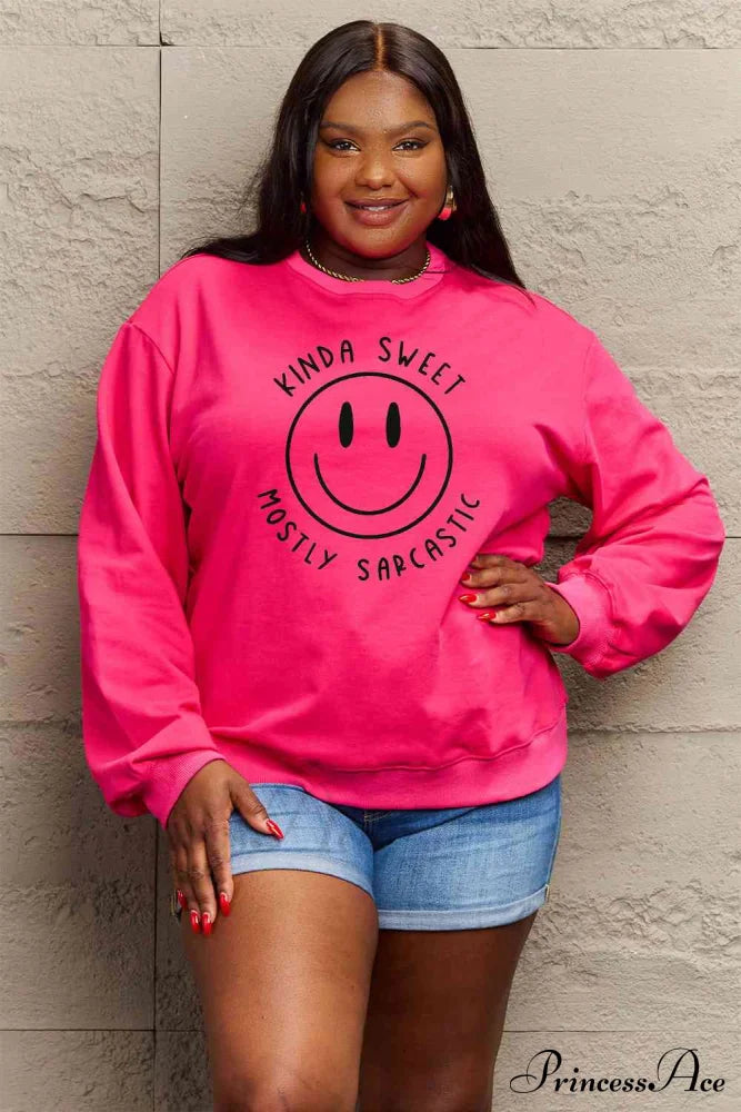 Size Full Face - Smiling Simply Graphic Sweatshirt Love Sweaters-L