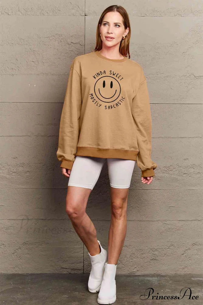 Size Full Face - Smiling Simply Graphic Sweatshirt Love Sweaters-L
