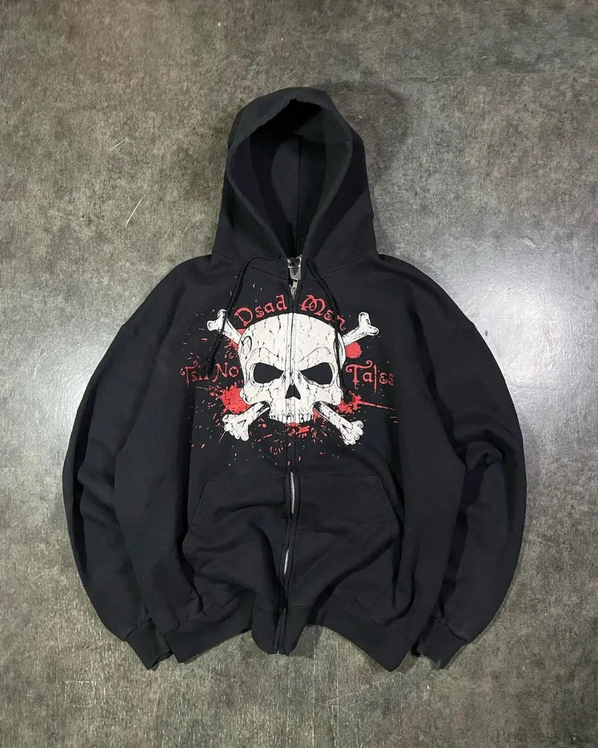 Skeleton Printed Zipper Hoodie black 1 / M