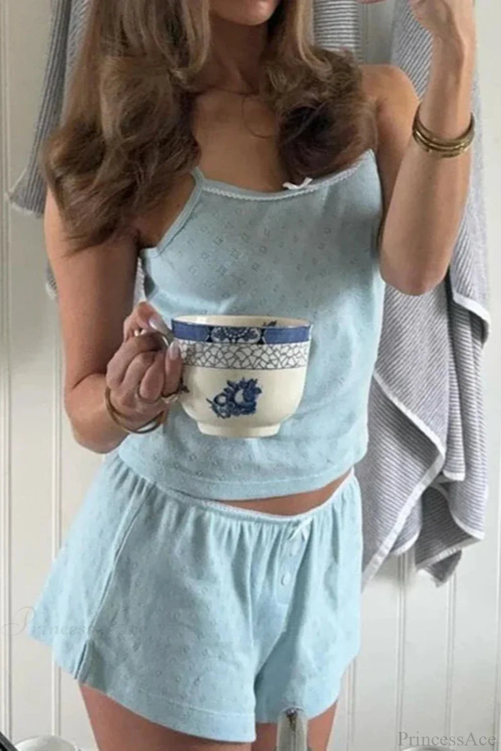 Sleeveless Crop Cami Lounge Set twopiecesset-250126