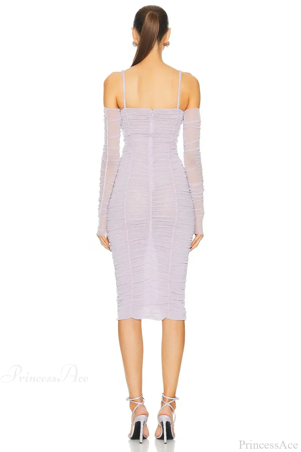 Sleeveless Halter Mesh Evening Party Dress Partydress-241208