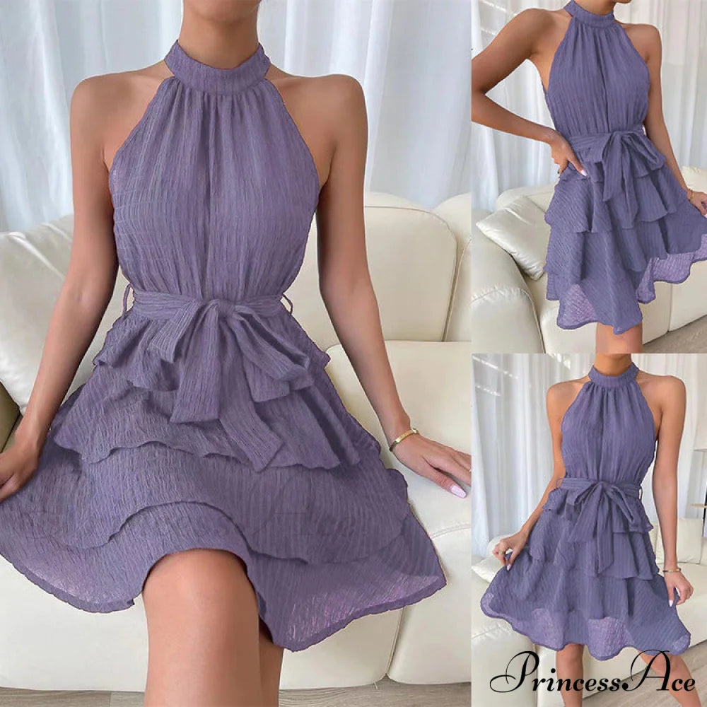 Sleeveless Ruffled Dress M / Navy Blue Party Dresses-L