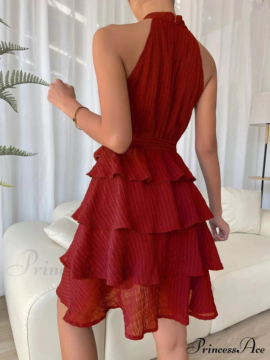 Sleeveless Ruffled Dress S / Navy Blue Party Dresses-L