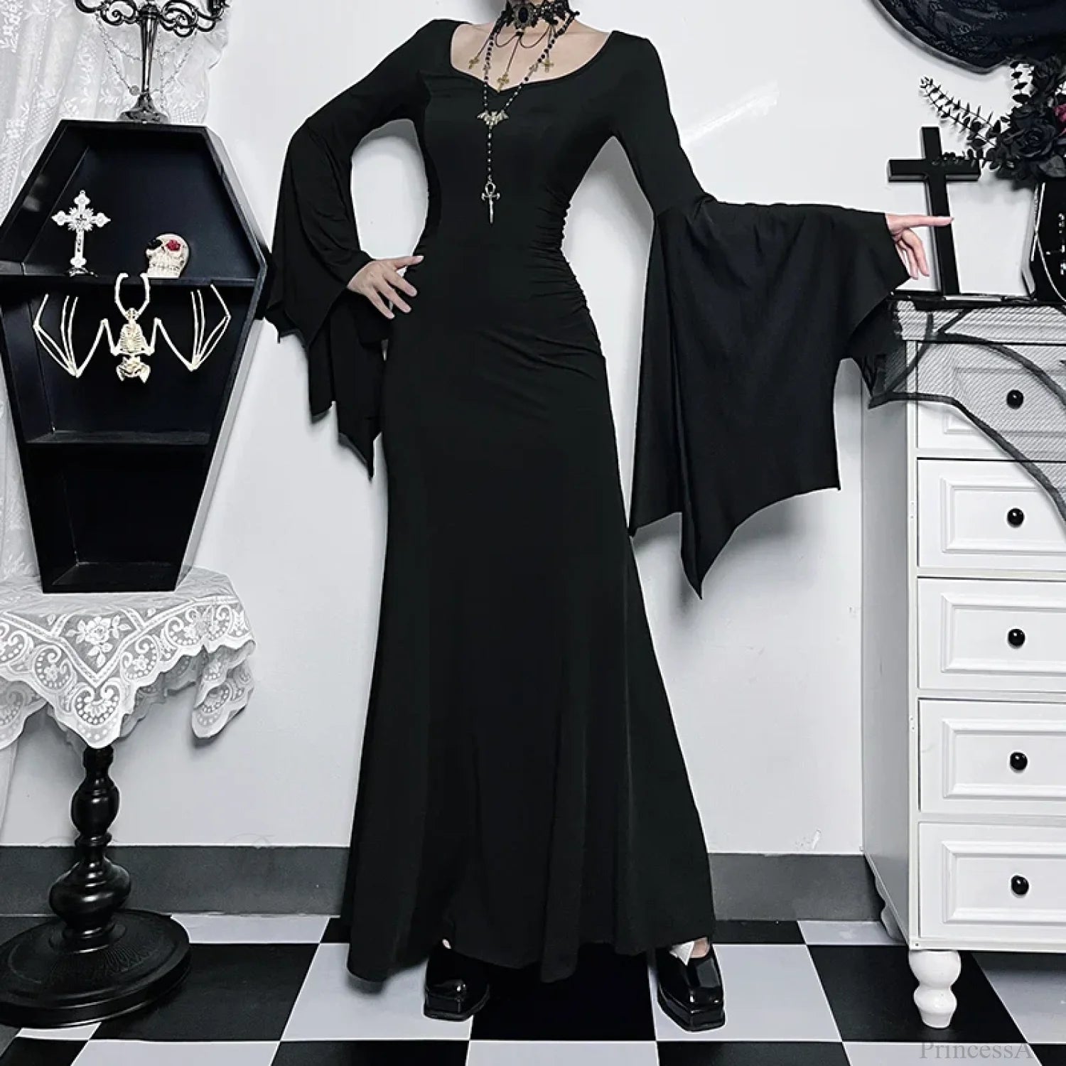 Slim Gothic Fall Daily Comfort Maxi Dress
