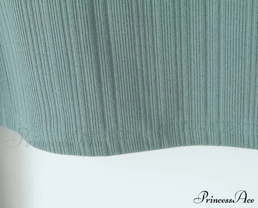 Slim T-Shirt Off-Neck Fit Long Crop Autumn Knitted Two-Tone Arm Top