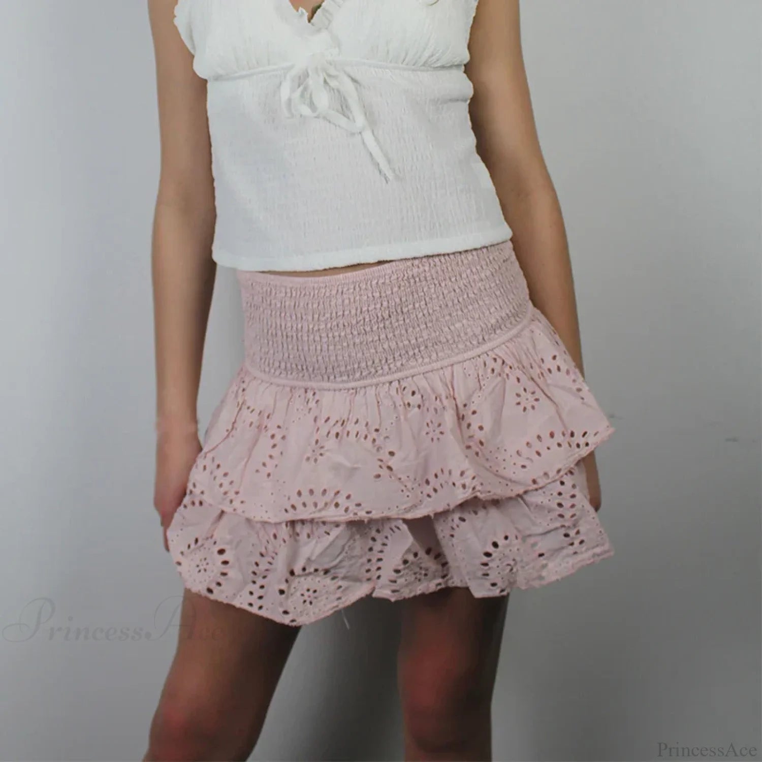 Smocked Boho Beach Ruffle Skirt pink / S skirts-250223