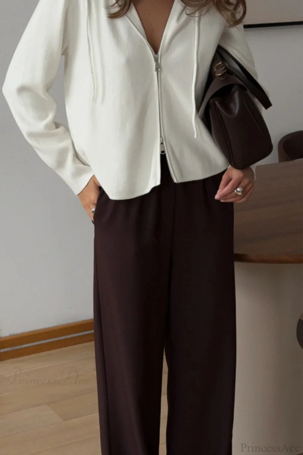 Soft Double Zip Hooded Short Knit Cardigan