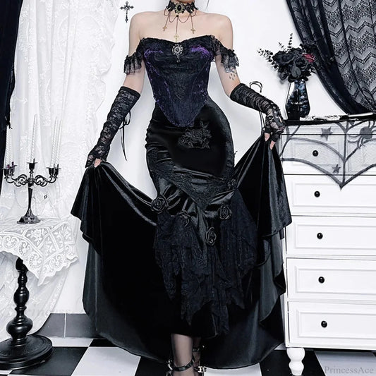 Soft Fishtail Antique Skirt Black / S