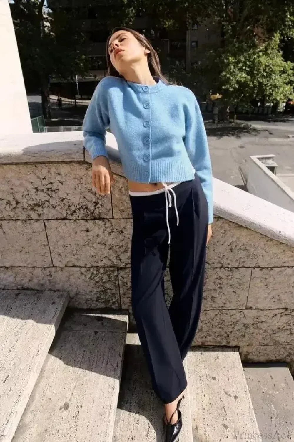 Soft Simple Round Neck Long Sleeve Cardigan