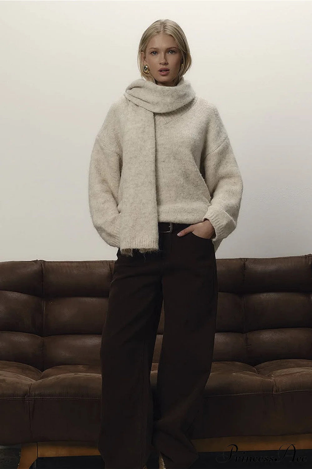 Soft Wool Crew Neck Loose Slouchy Sweater