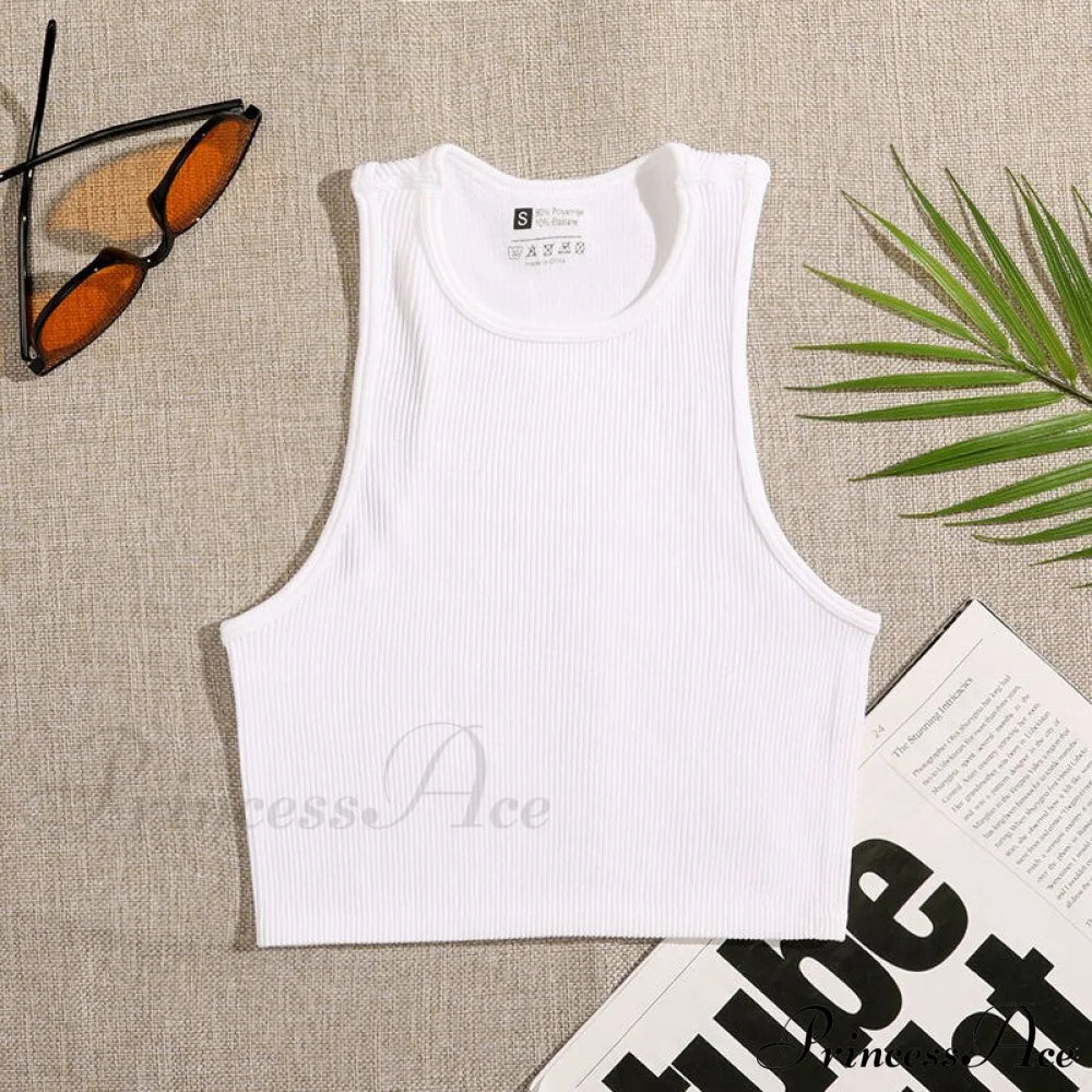 Solid Basic Seamless Streetwear Tank Tops White / S