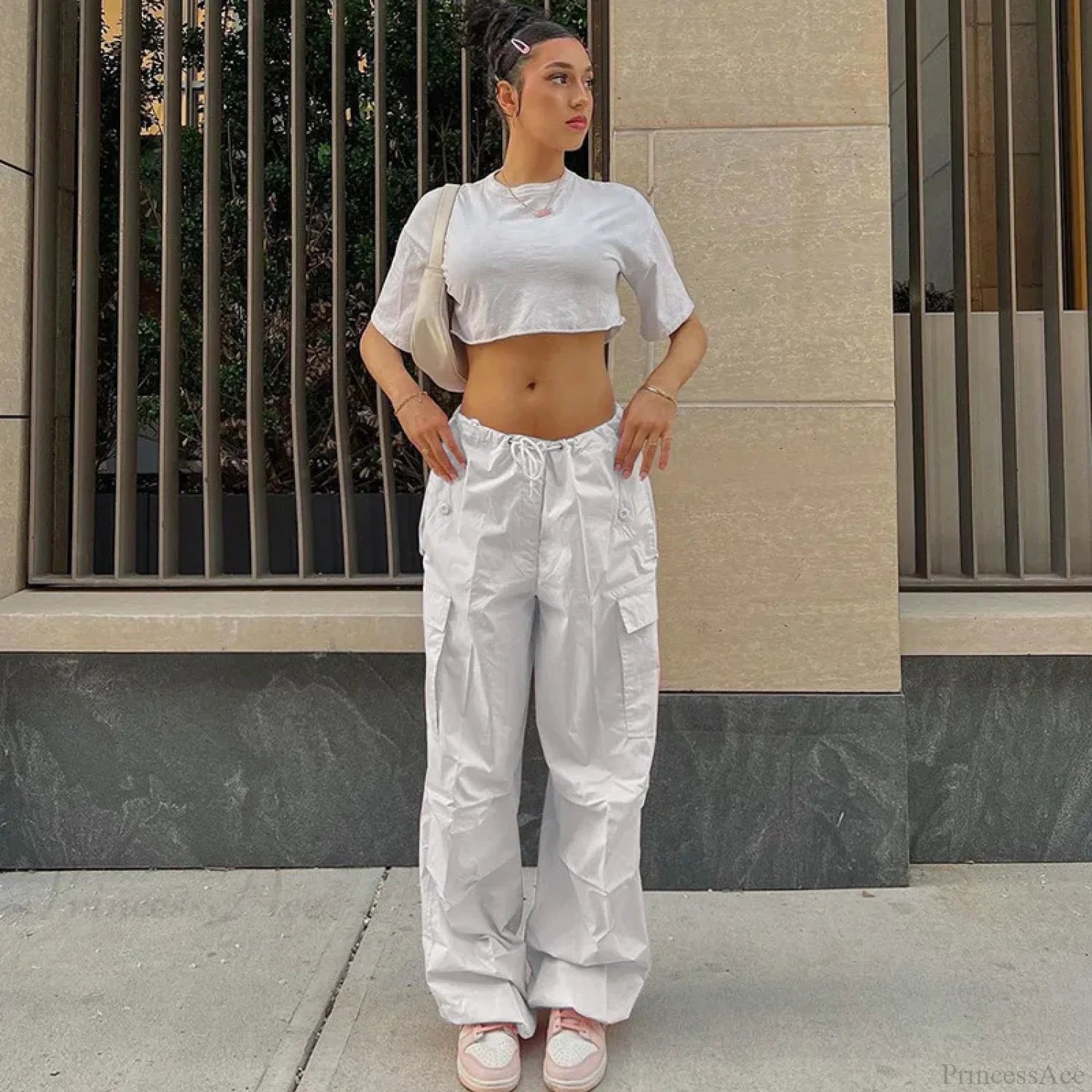 Solid Cargo Streetwear Slim Drawstring Pant pant-250223
