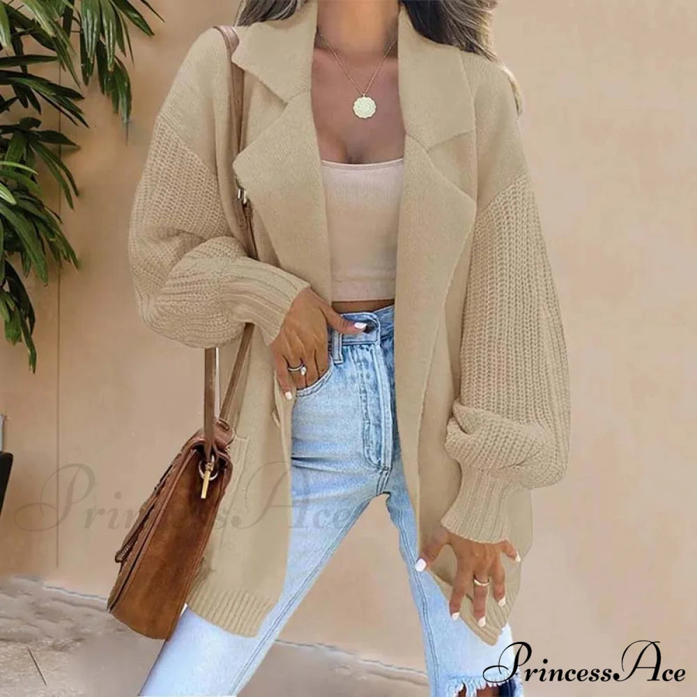 Casual Solid Colour Cardigan Khaki best Best Sellings cardigan cardigans clothes Sale tops Topseller