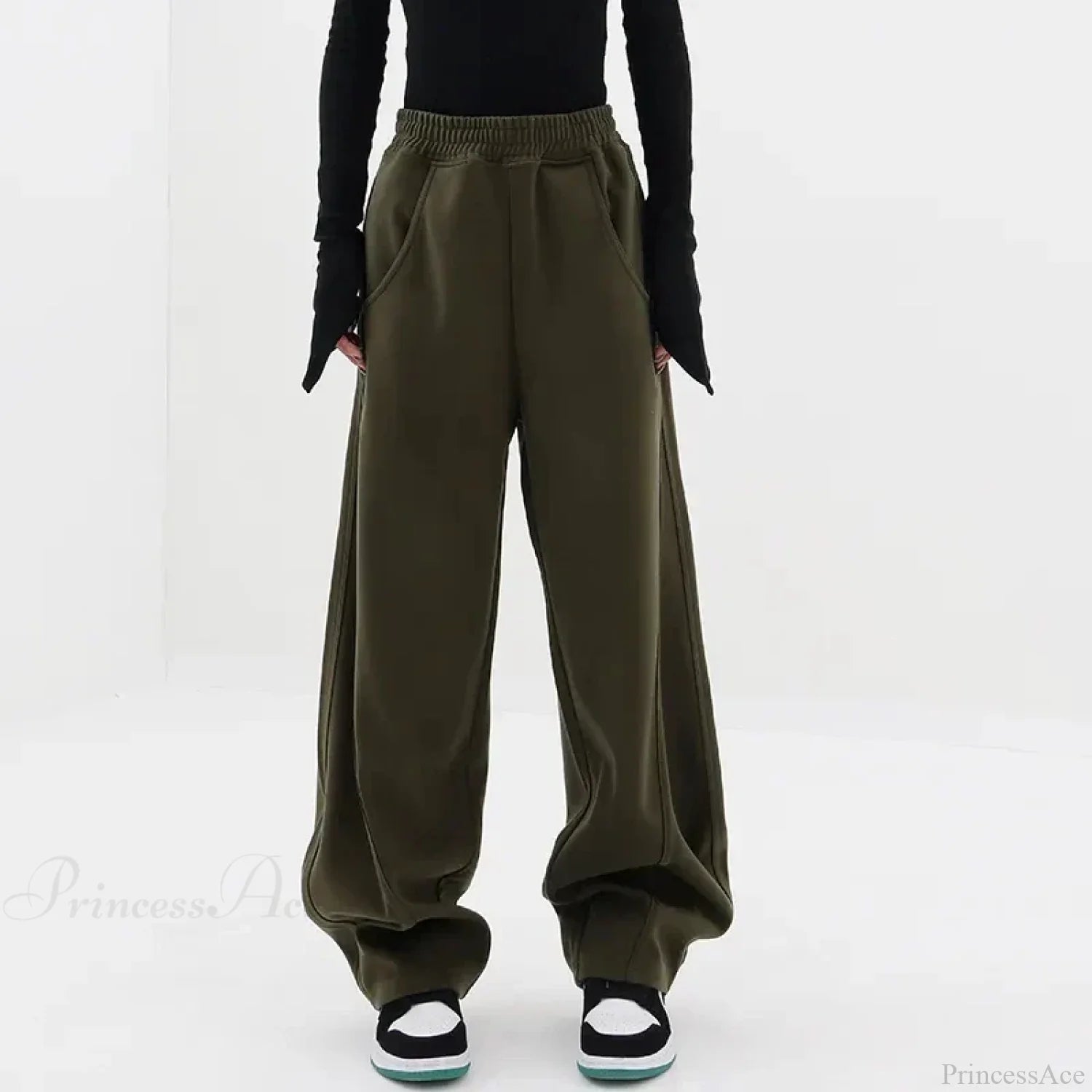 Solid Casual Street Dance Pants army green / S