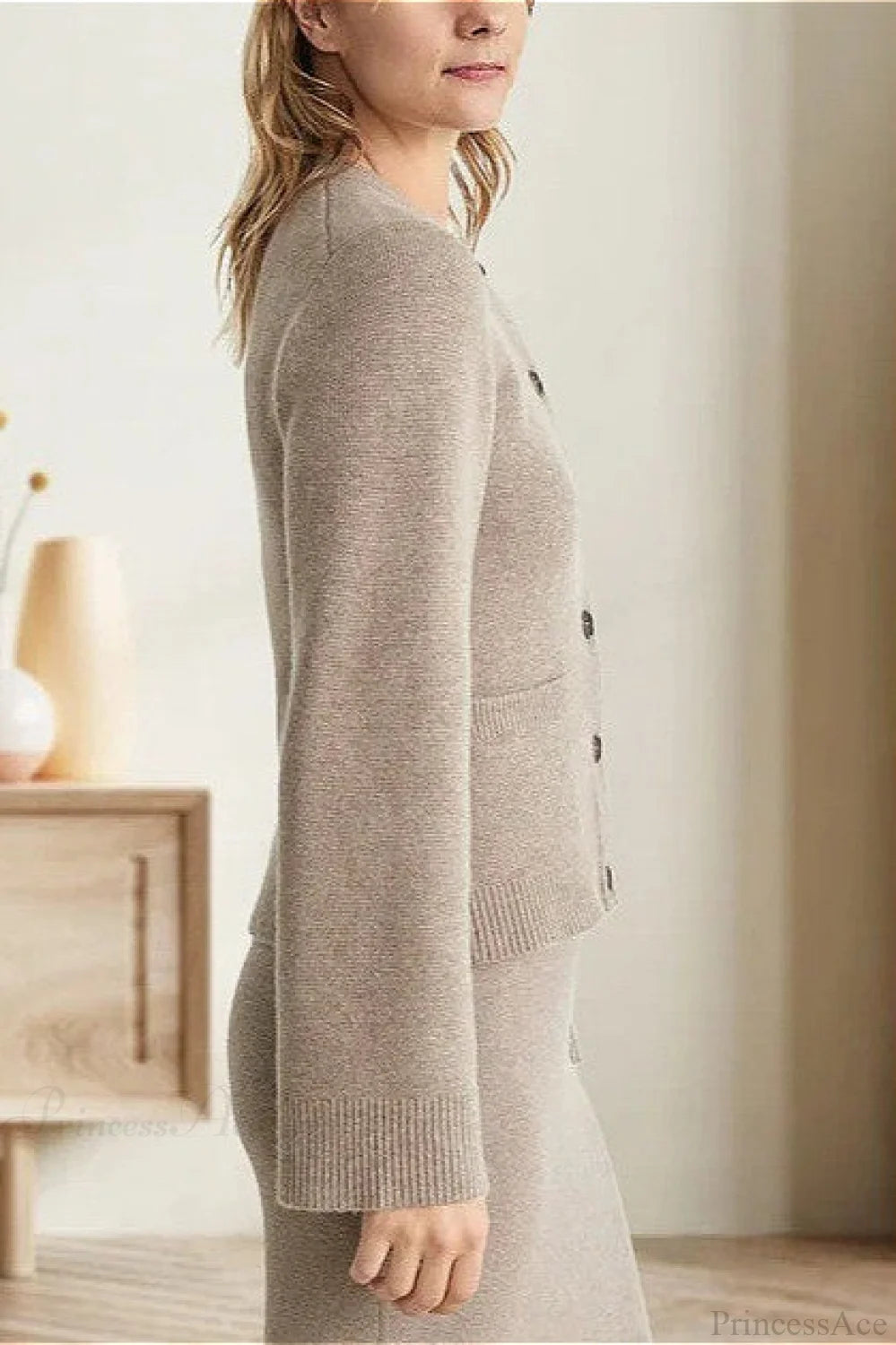 Solid Cinched Waist Elegant Minimal Cardigan Sweater