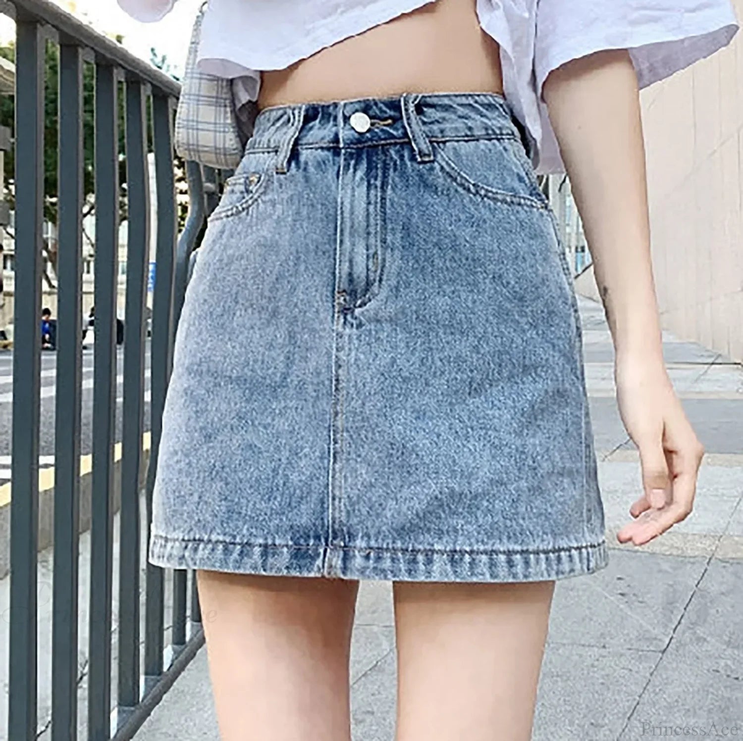 Solid Color Bodycon Jeans Skirt Blue / S skirts-250223