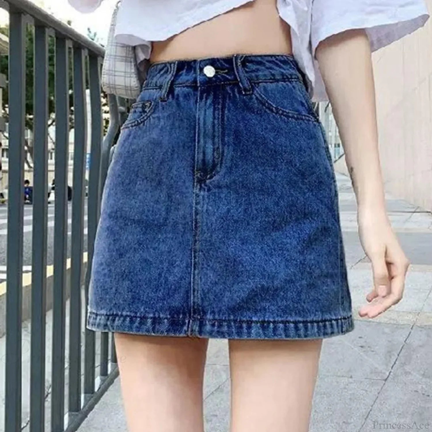 Solid Color Bodycon Jeans Skirt Dark Blue / S skirts-250223