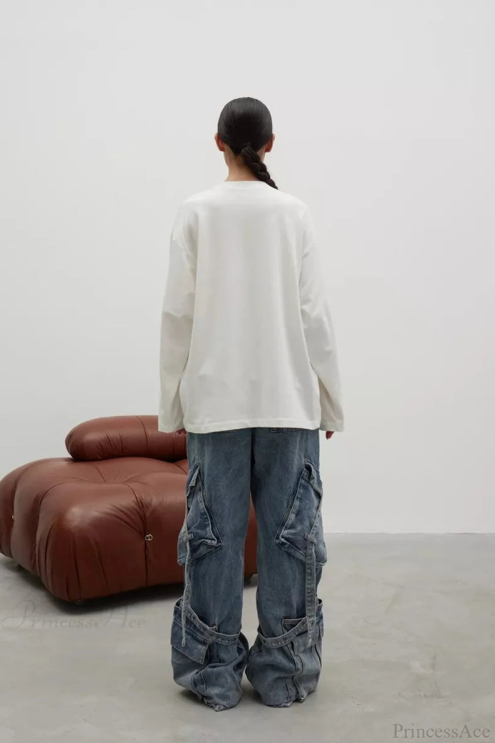 Solid Color Crew Neck Loose Casual Long Sleeve Tee