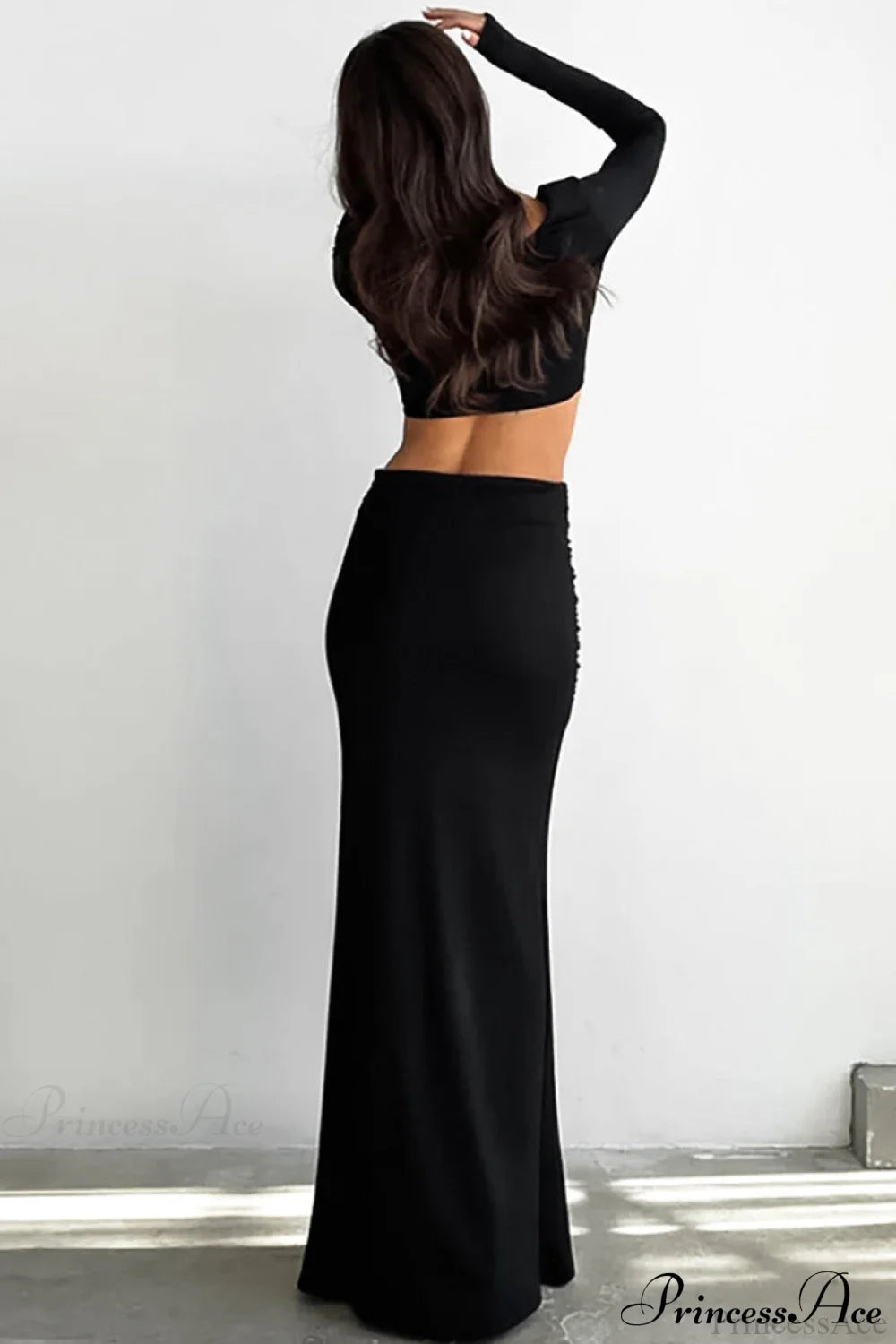 Solid Color High Waist Fishtail Slim Skirt