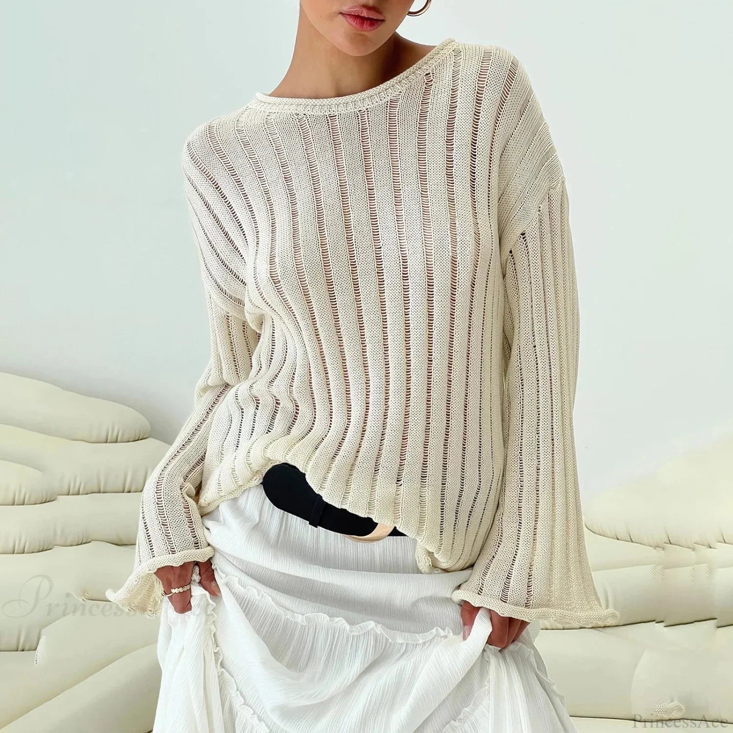 Solid Color Loose Warm Sweater Khaki / S