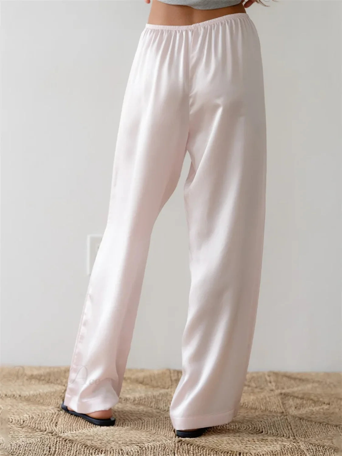 Solid Color Lounge Elastic Waist Pull-On Pant pant-250223