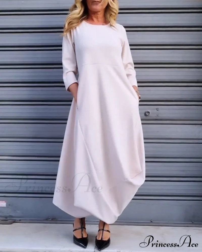 Solid Color Pocket Dress Dresses