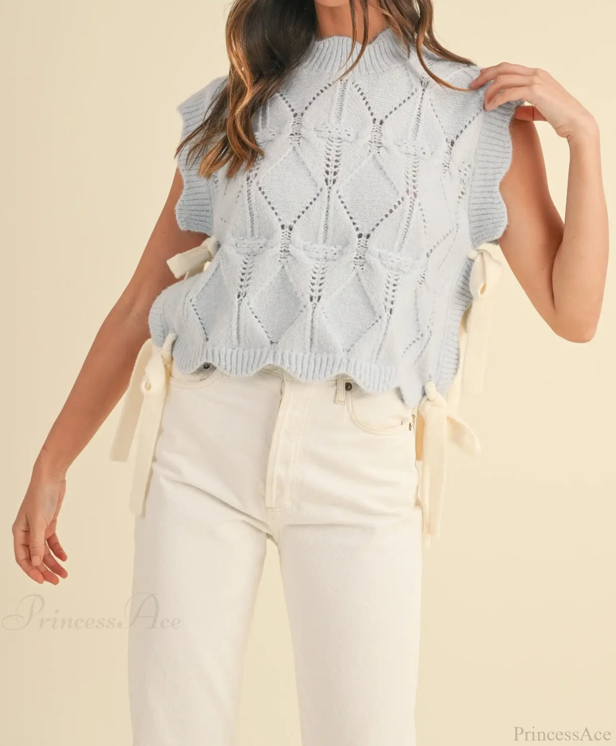 Solid Color Scalloped Trim Warm Sweater