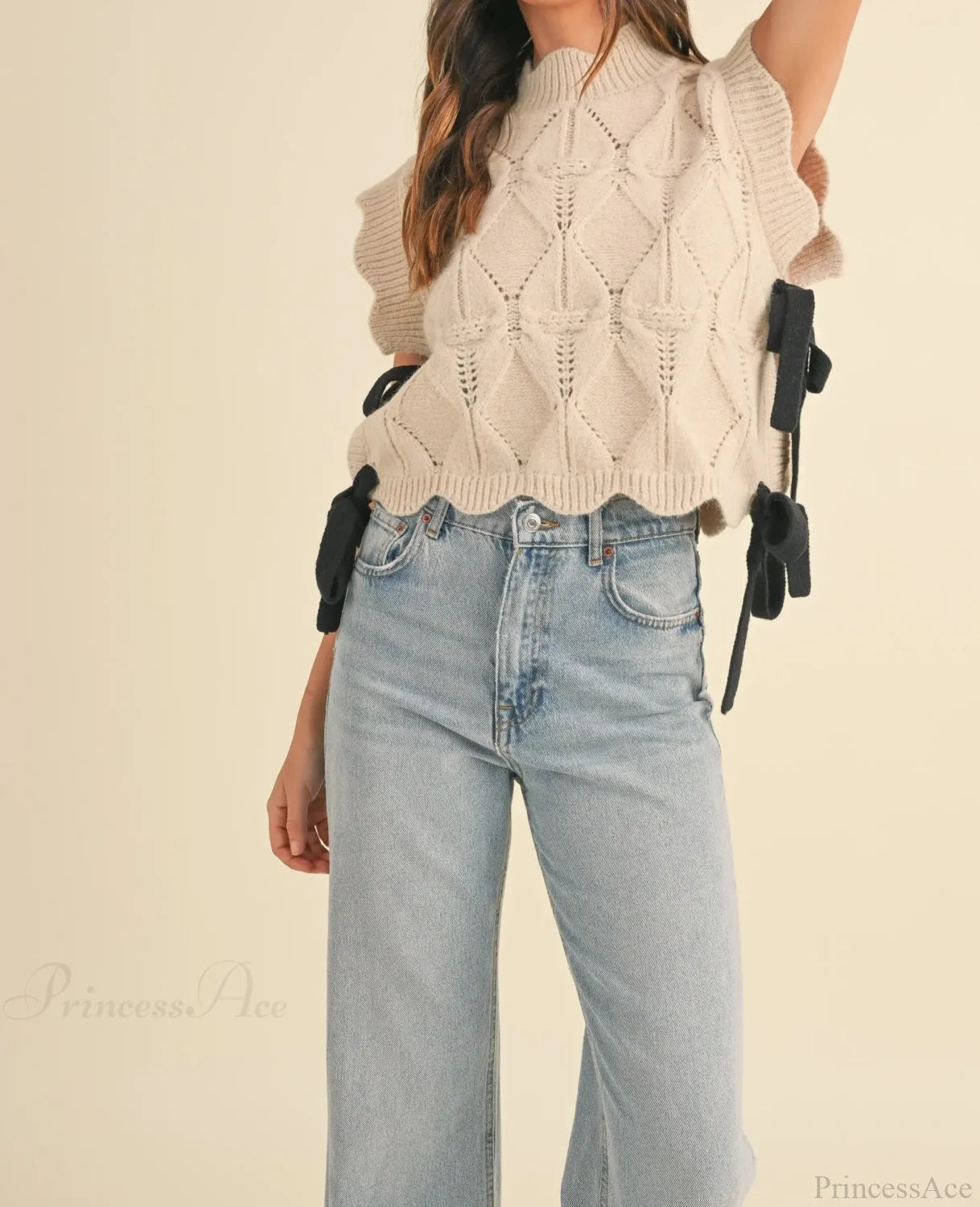 Solid Color Scalloped Trim Warm Sweater