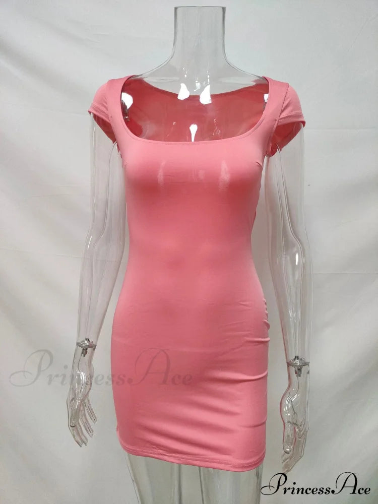 Solid Color Sexy Slim Hollow Out Mini Dress M / Red Dresses