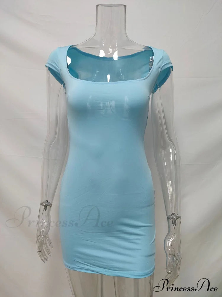 Solid Color Sexy Slim Hollow Out Mini Dress M / White Dresses