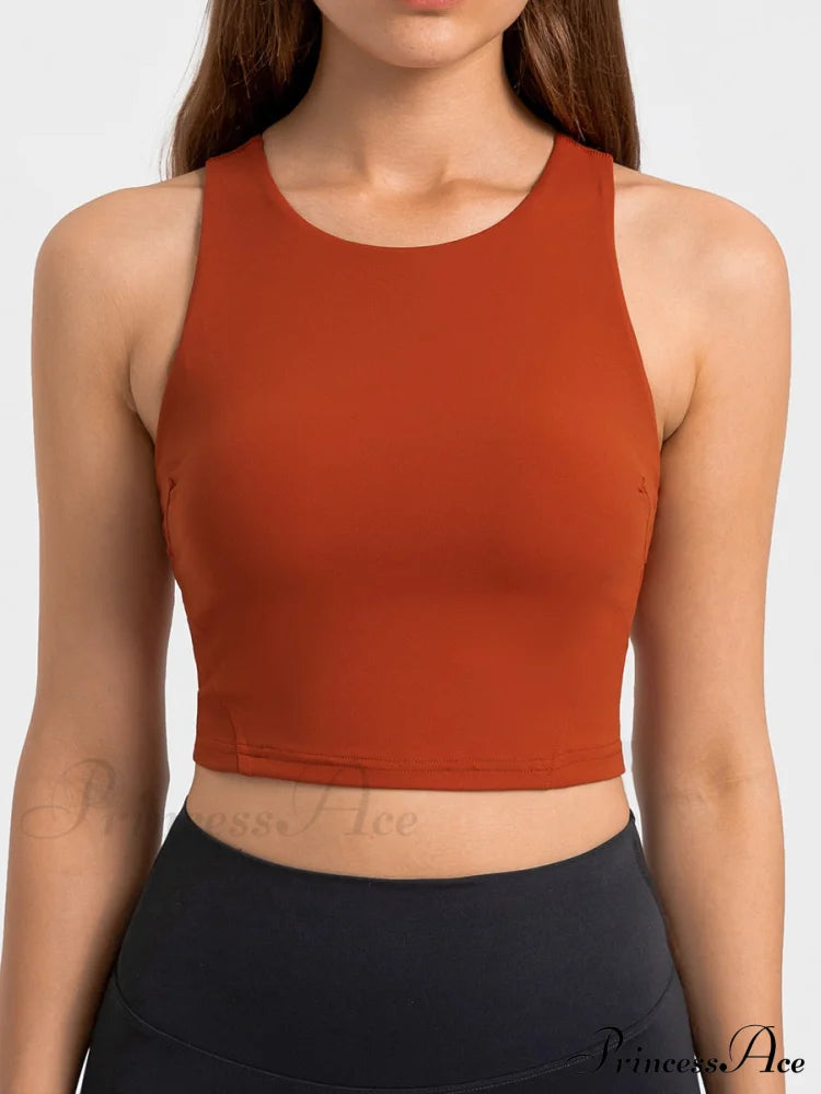 Solid Color Simpel Tank Top Brick Red / Xs