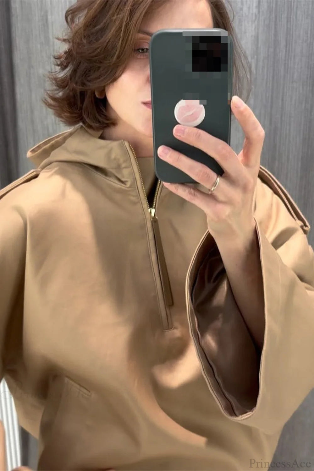 Solid Color Stylish Stand Collar Outdoor Hoodie