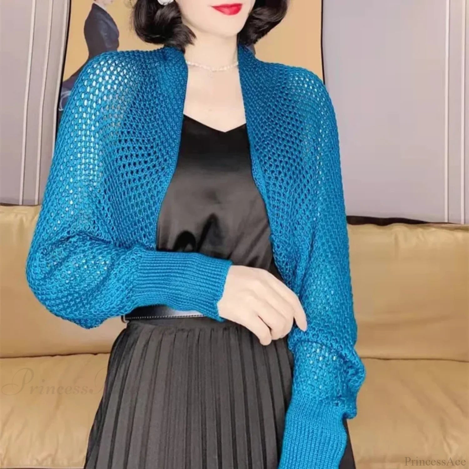 Solid Color Thin Sunscreen Korean Style Long Knit Cardigan NAVY BLUE / One Size cardiagn-250126