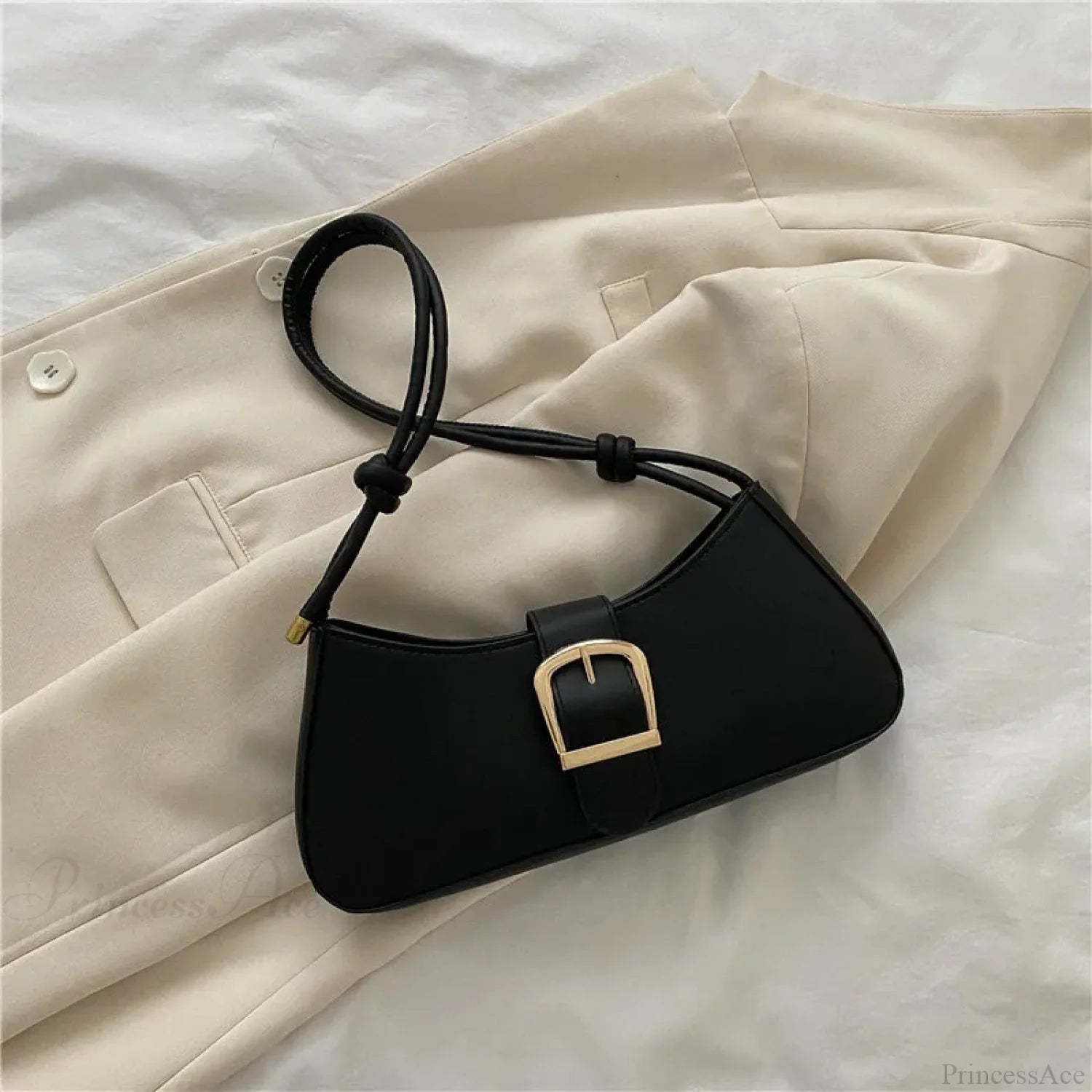 Solid Color Trendy Small Shoulder Bag Black shoulder-250126